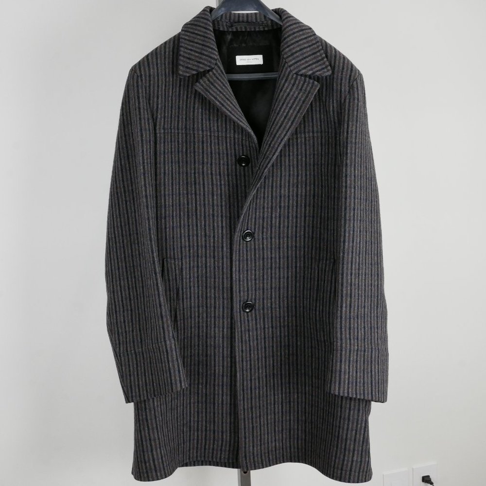 Dries Van Noten Charcoal/Brown Stripe Cashmere Blend Coat (M)